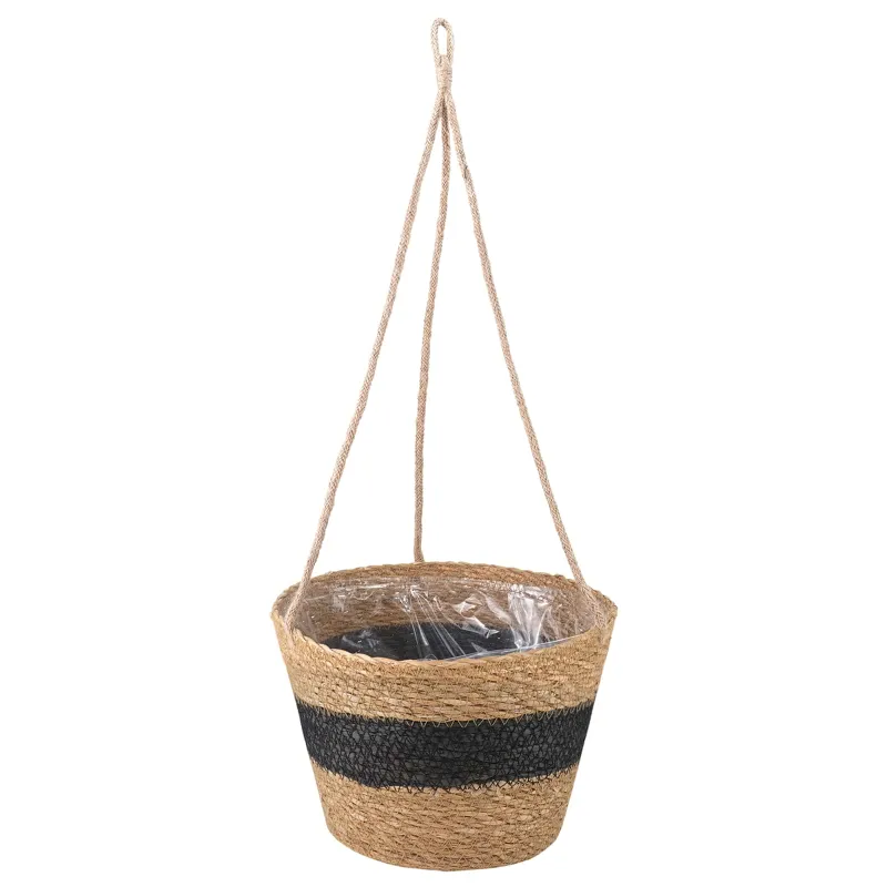 Jūros žolės augalų krepšiai 3 pcs Natūrali ir juoda Ø26 x 19 cm