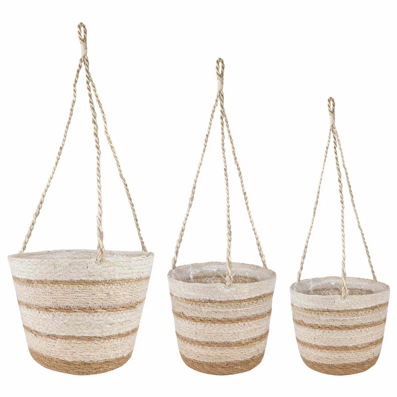 Jūros žolės augalų krepšiai 3 pcs Natūralus, Baltas ir Kreminis