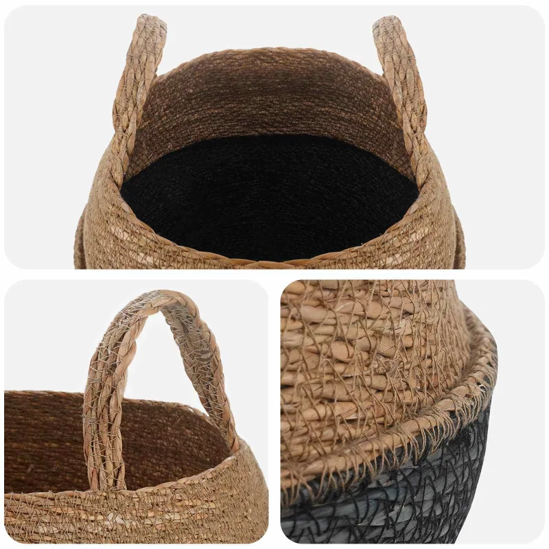 Vazonas su rankenomis 2 pcs Juoda Ø 32 x 32 cm 100% Jūros žolė