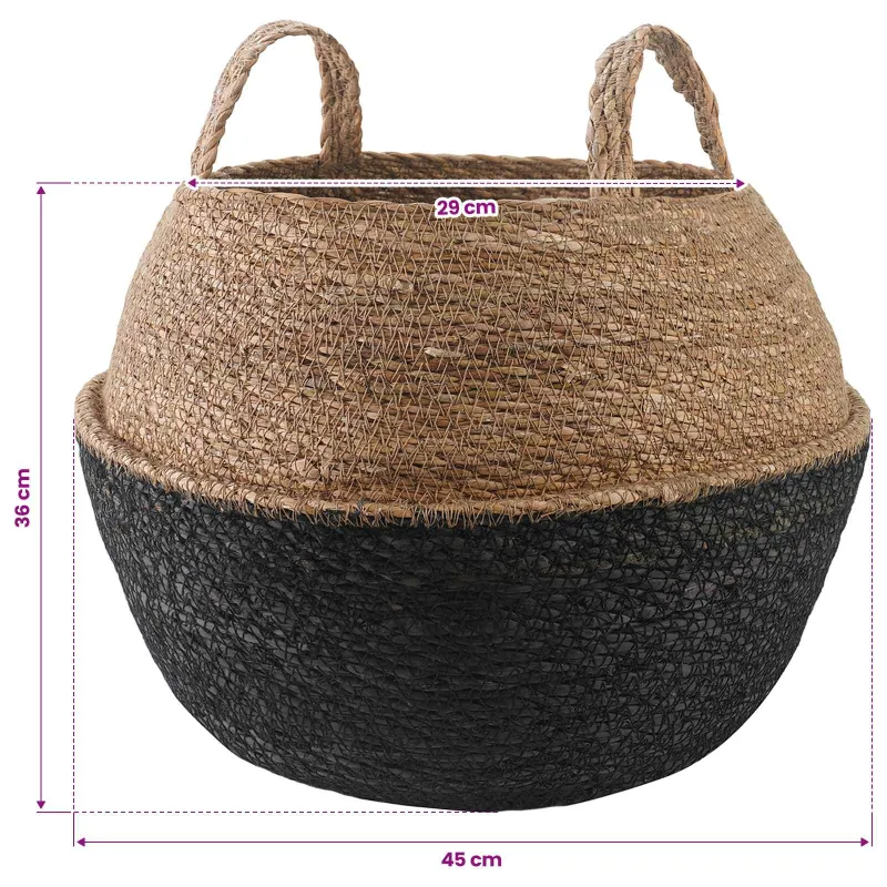 Vazonas su rankenomis 2 pcs Juoda Ø 45 x 36 cm 100% Jūros žolė