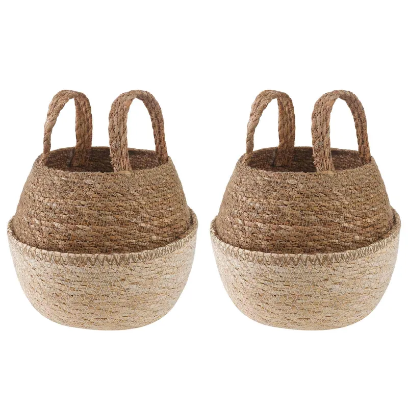 Vazonas su rankenomis 2 pcs Balta Ø 22 x 20 cm 100% Jūros žolė
