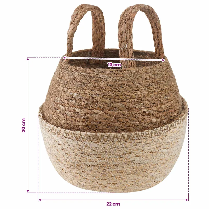 Vazonas su rankenomis 2 pcs Balta Ø 22 x 20 cm 100% Jūros žolė