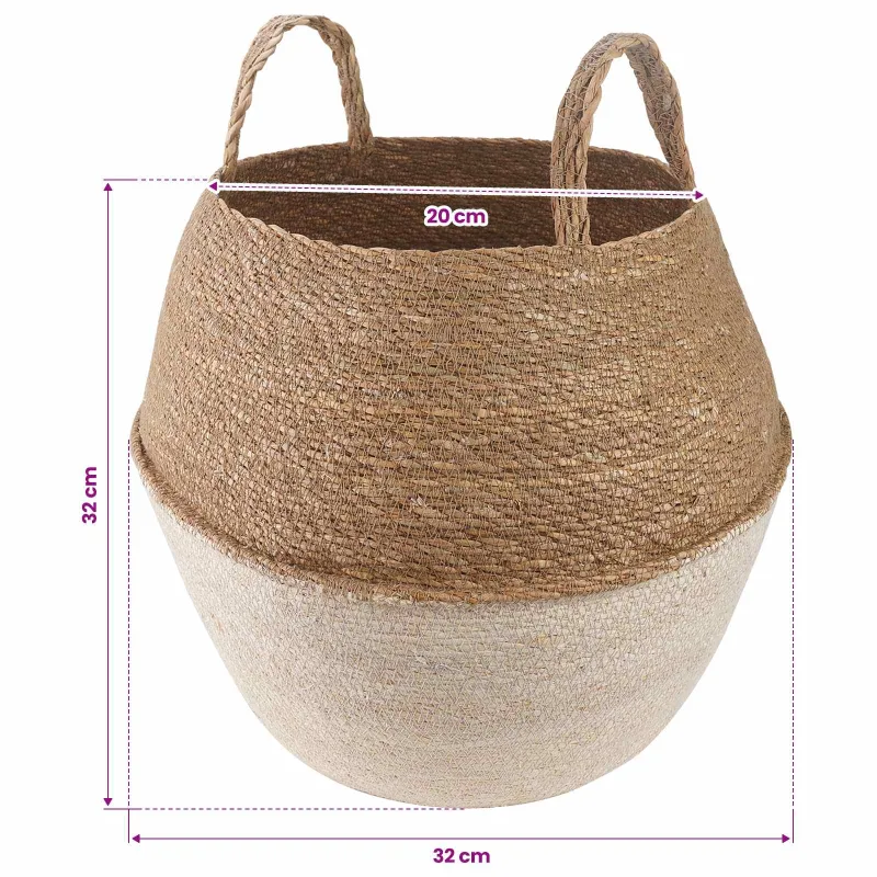 Vazonas su rankenomis 2 pcs Balta Ø 32 x 32 cm 100% Jūros žolė