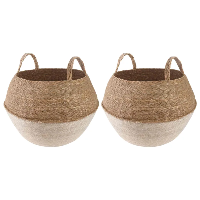 Vazonas su rankenomis 2 pcs Balta Ø 45 x 36 cm 100% Jūros žolė