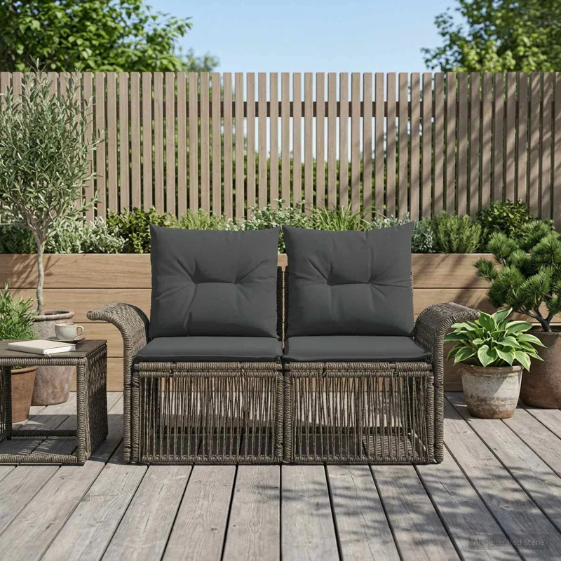 Sodo sofa 2-Vietų skaičius Pilka poliratanas