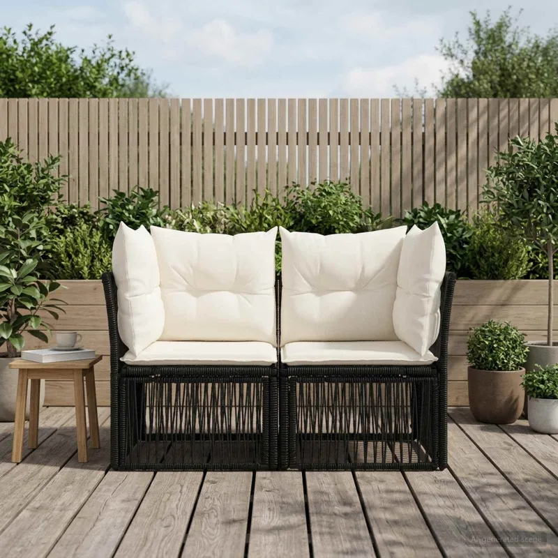 Sodo sofa 2-Vietų skaičius Juoda poliratanas