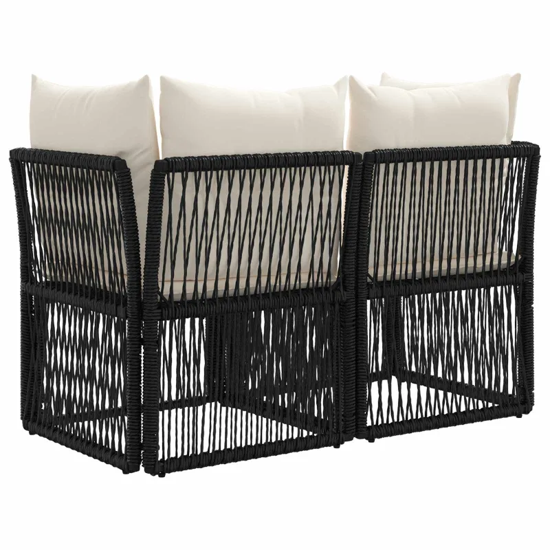 Sodo sofa 2-Vietų skaičius Juoda poliratanas