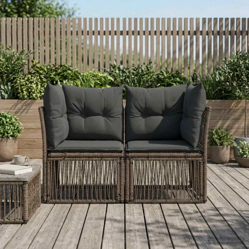 Sodo sofa 2-Vietų skaičius Pilka poliratanas
