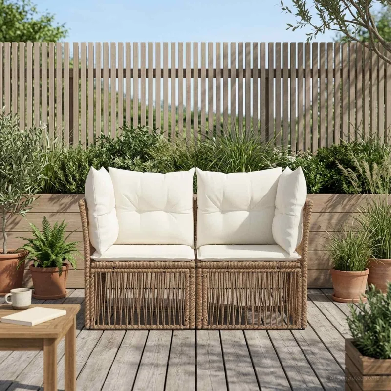 Sodo sofa 2-Vietų skaičius Smėlio poliratanas