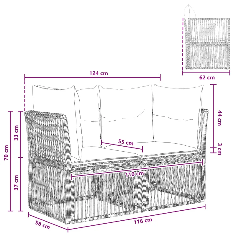Sodo sofa 2-Vietų skaičius Smėlio poliratanas