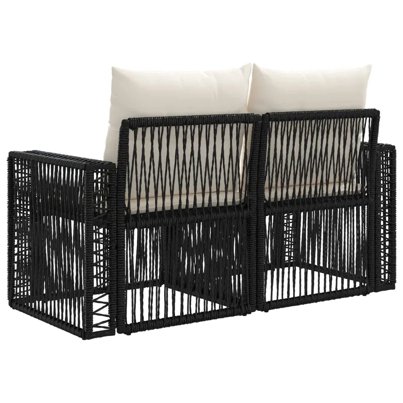 Sodo sofa 2-Vietų skaičius Juoda poliratanas