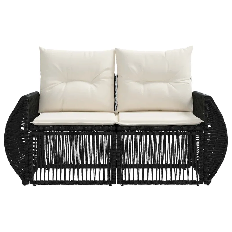 Sodo sofa 2-Vietų skaičius Juoda poliratanas