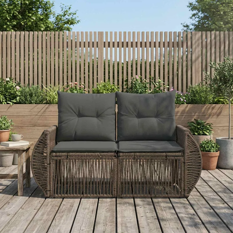 Sodo sofa 2-Vietų skaičius Pilka poliratanas