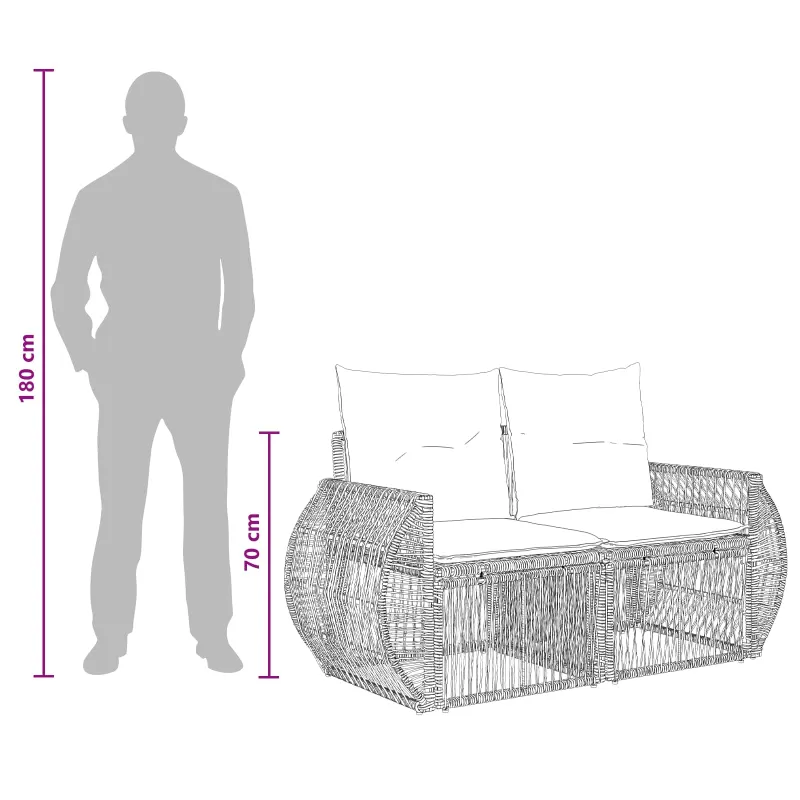 Sodo sofa 2-Vietų skaičius Pilka poliratanas