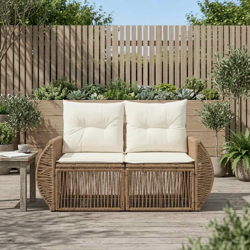 Sodo sofa 2-Vietų skaičius Smėlio poliratanas