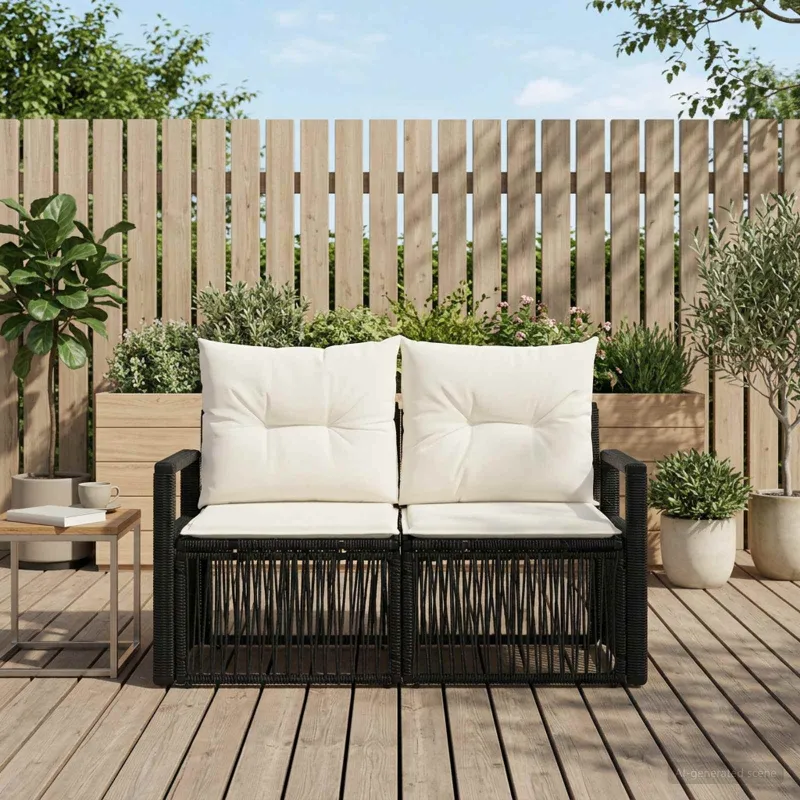Sodo sofa 2-Vietų skaičius Juoda poliratanas