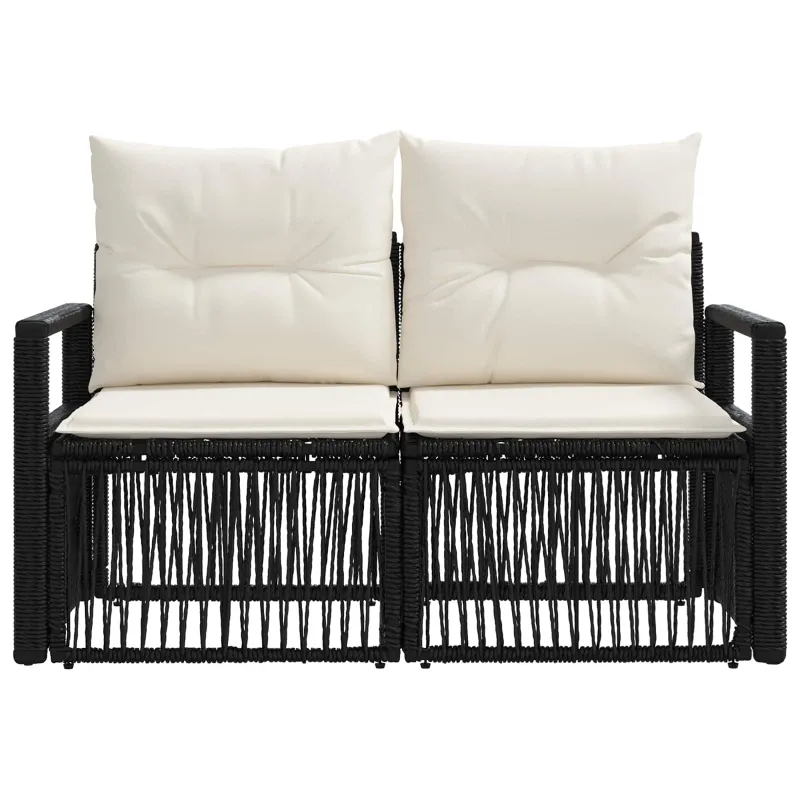 Sodo sofa 2-Vietų skaičius Juoda poliratanas