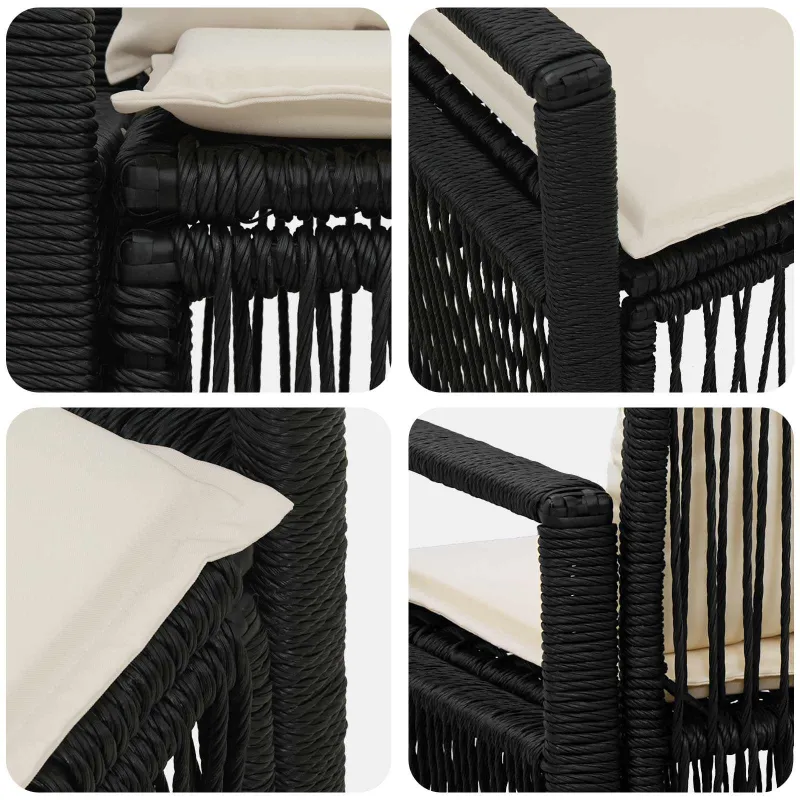 Sodo sofa 2-Vietų skaičius Juoda poliratanas