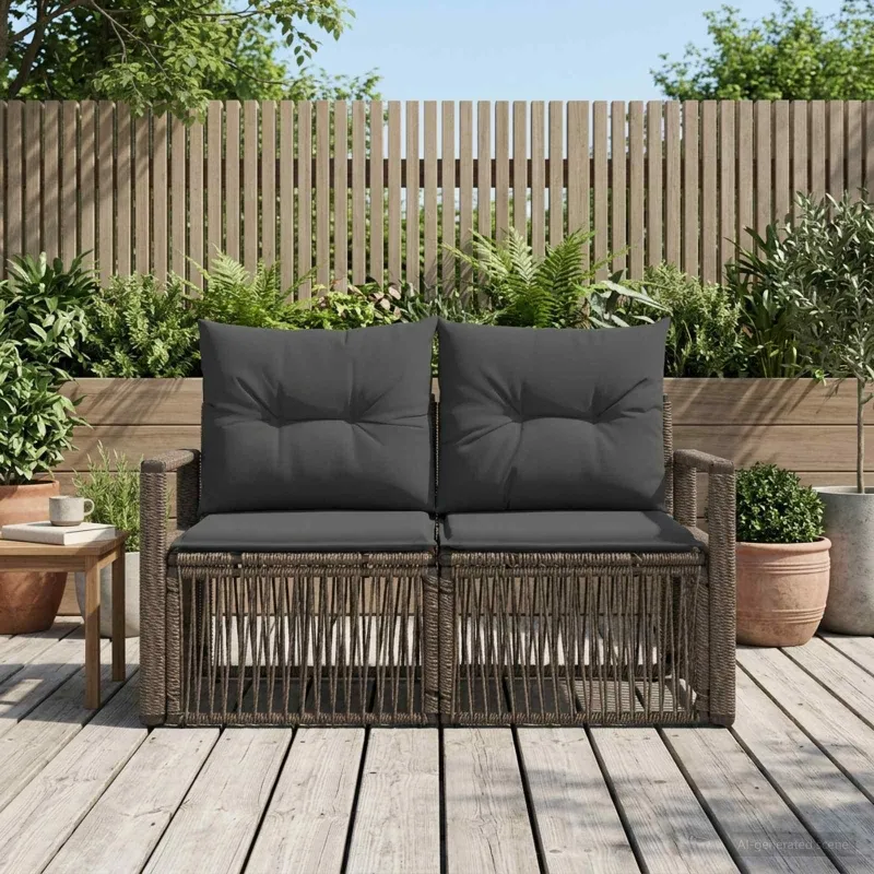 Sodo sofa 2-Vietų skaičius Pilka poliratanas