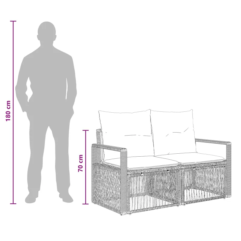 Sodo sofa 2-Vietų skaičius Pilka poliratanas