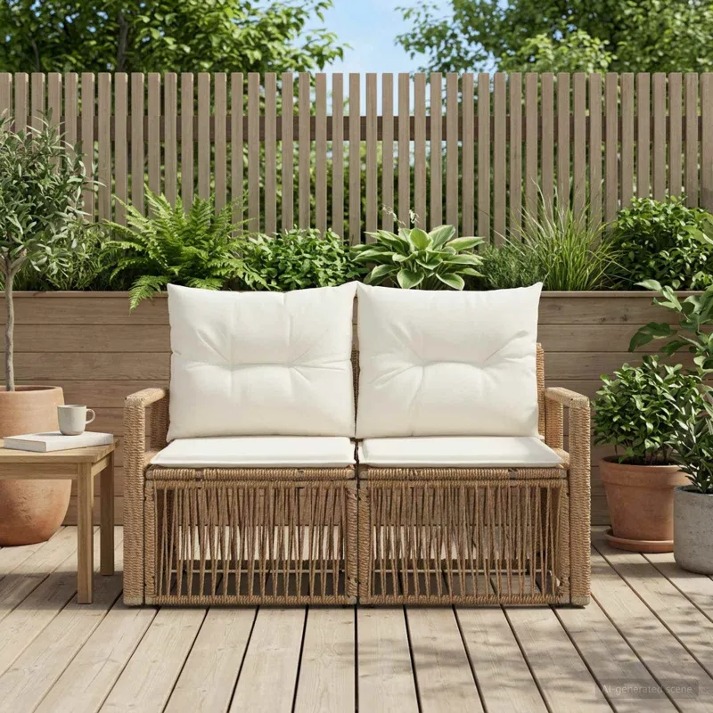 Sodo sofa 2-Vietų skaičius Smėlio poliratanas