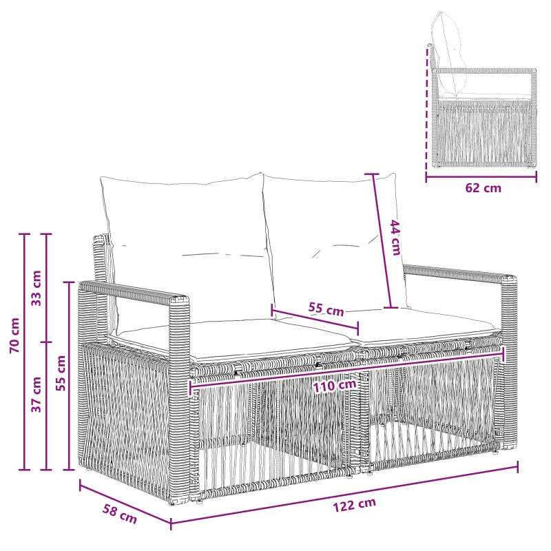 Sodo sofa 2-Vietų skaičius Smėlio poliratanas