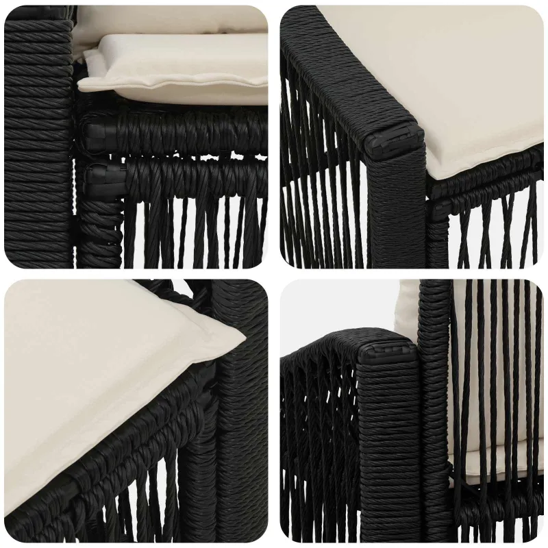 Sodo sofa 2-Vietų skaičius Juoda poliratanas