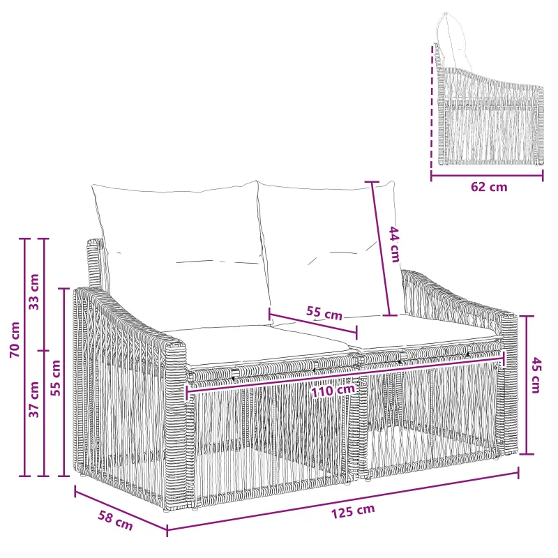 Sodo sofa 2-Vietų skaičius Smėlio poliratanas