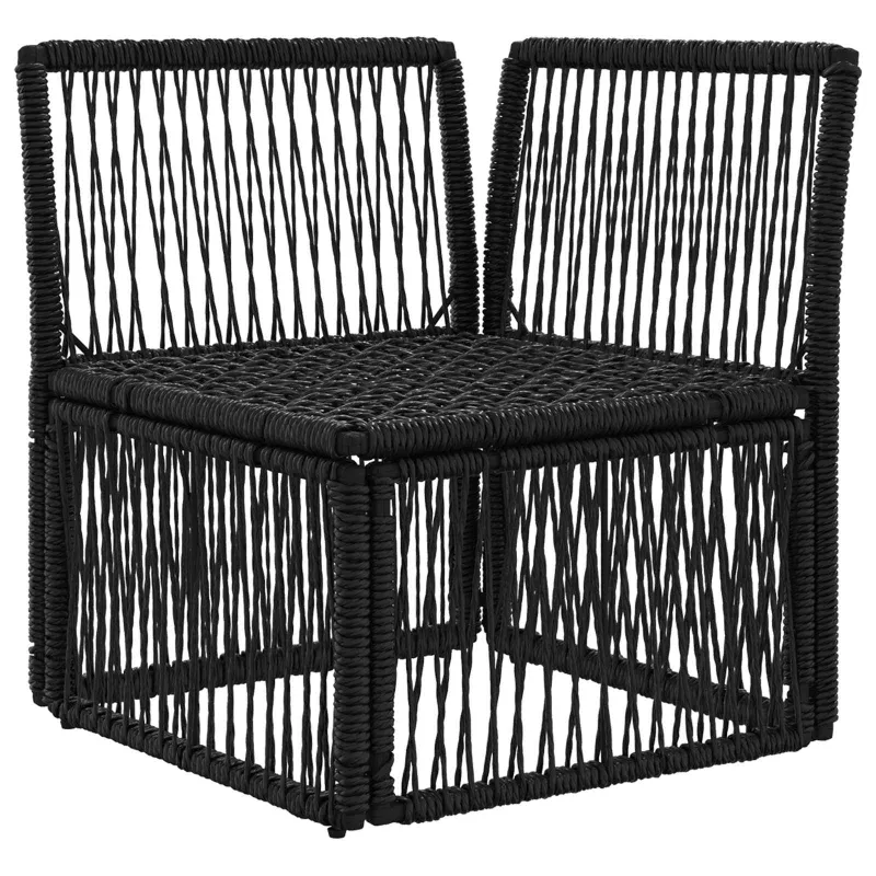 Kampinė sofa Juoda poliratanas