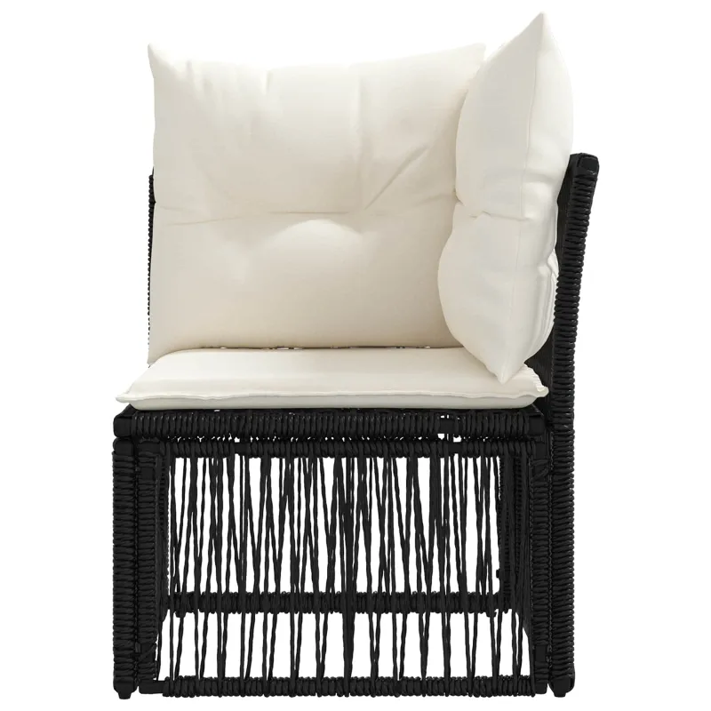 Kampinė sofa Juoda poliratanas