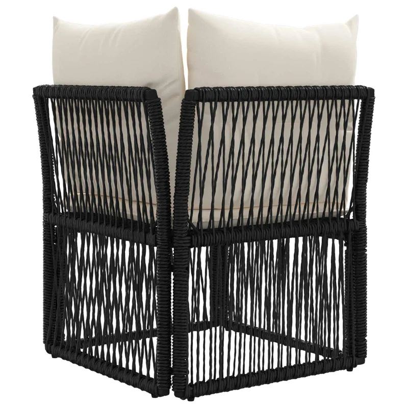 Kampinė sofa Juoda poliratanas