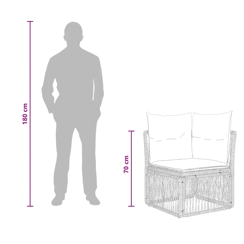 Kampinė sofa Juoda poliratanas