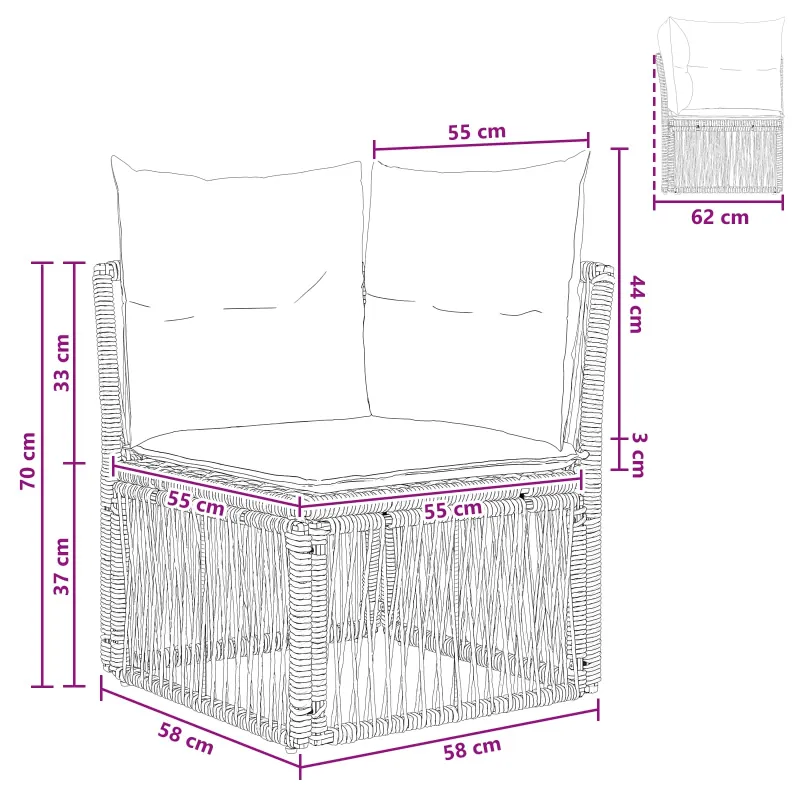 Kampinė sofa Pilka poliratanas