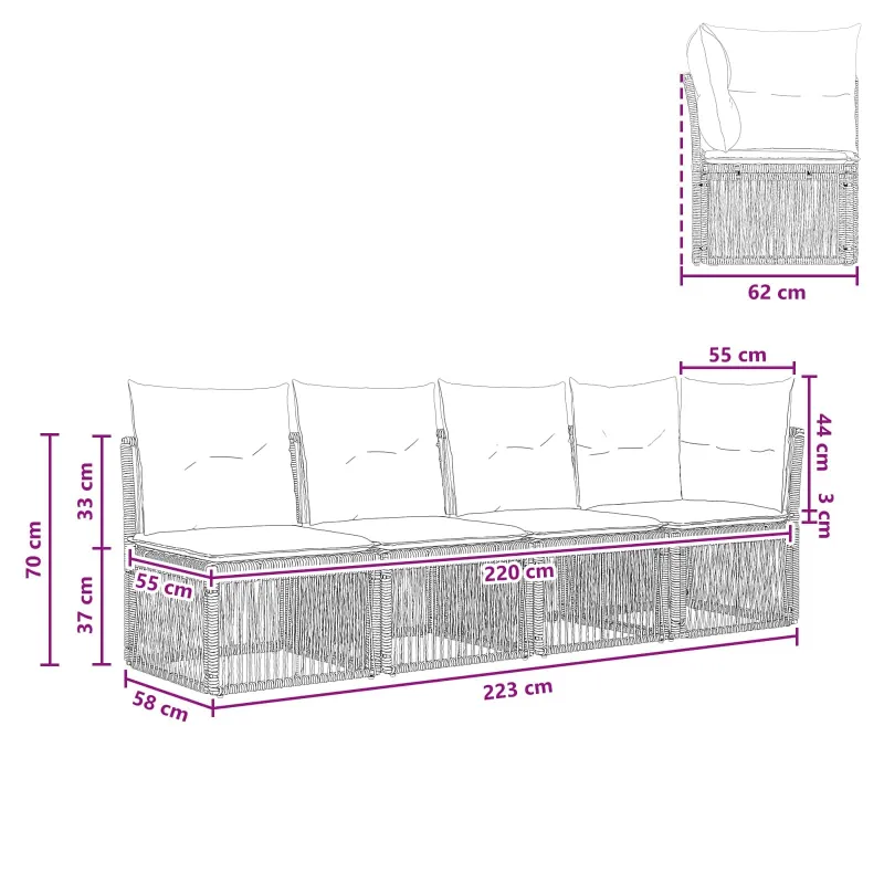 4 vietų sofa su kairiuoju porankiu 4 pcs 4-Vietų skaičius Pilka