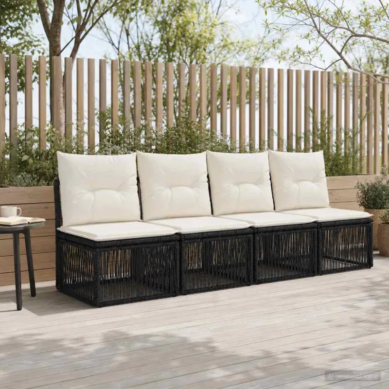 Sofa su keturiomis vietomis 4 pcs 4-Vietų skaičius Juoda