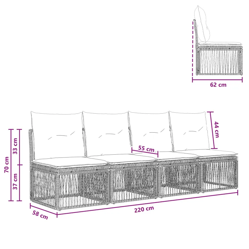 Sofa su keturiomis vietomis 4 pcs 4-Vietų skaičius Pilka