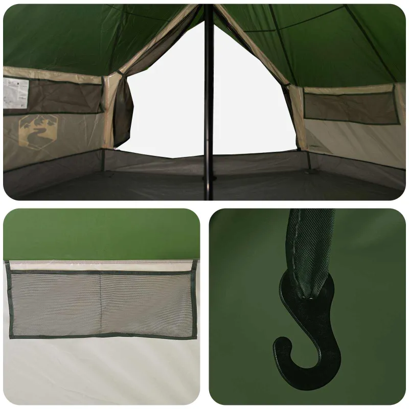 Tipi palapinė Žalia 700 x 700 x 395 cm Poliesteris ir plienas