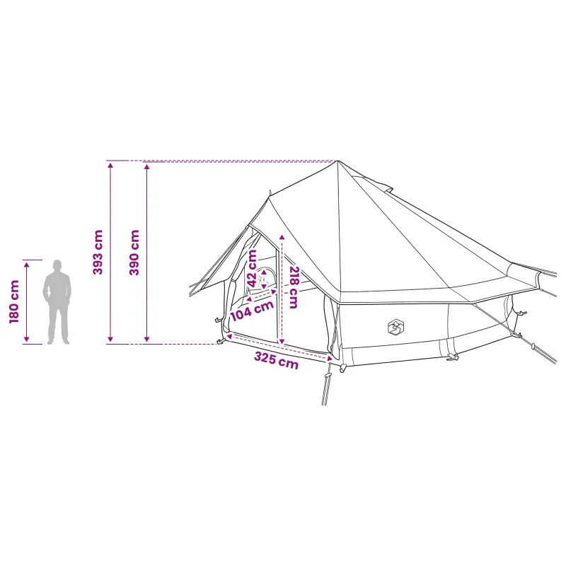 Tipi palapinė su stogu Armijos Žalia 700 x 700 x 395 cm