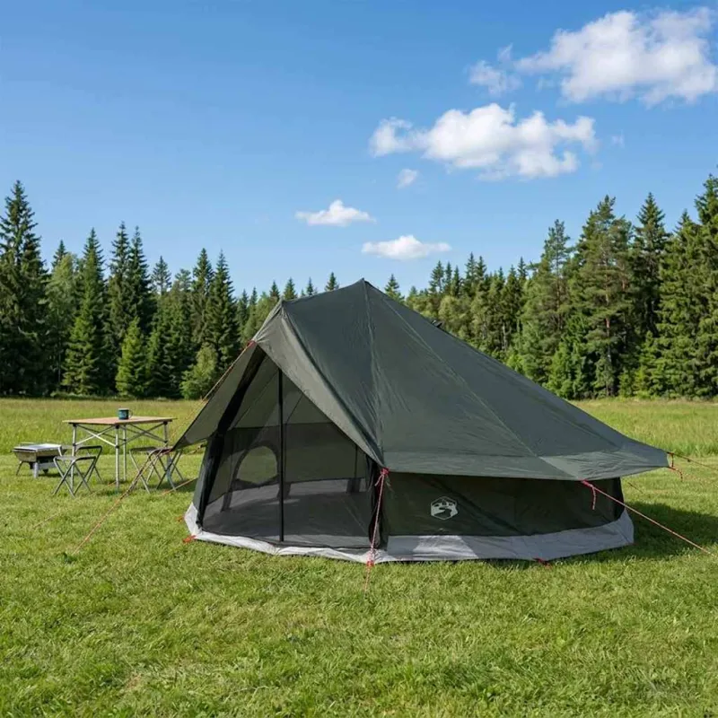 Tipi palapinė su stogu Armijos Žalia 800 x 800 x 430 cm