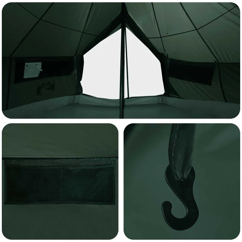 Tipi palapinė su stogu Armijos Žalia 800 x 800 x 430 cm