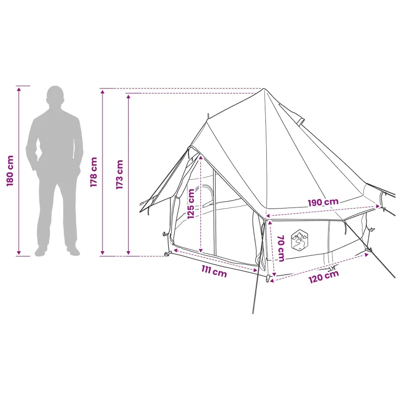 Tipi palapinė Žalia 250 x 250 cm Poliesteris ir plienas