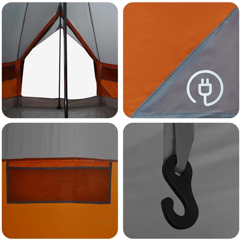 Tipi palapinė su stogu Pilka ir oranžinė 250 x 250 cm