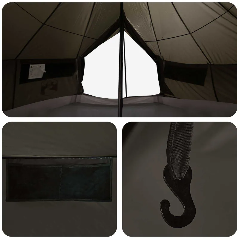 Tipi palapinė su stogu Ruda Pilka 700 x 700 x 395 cm