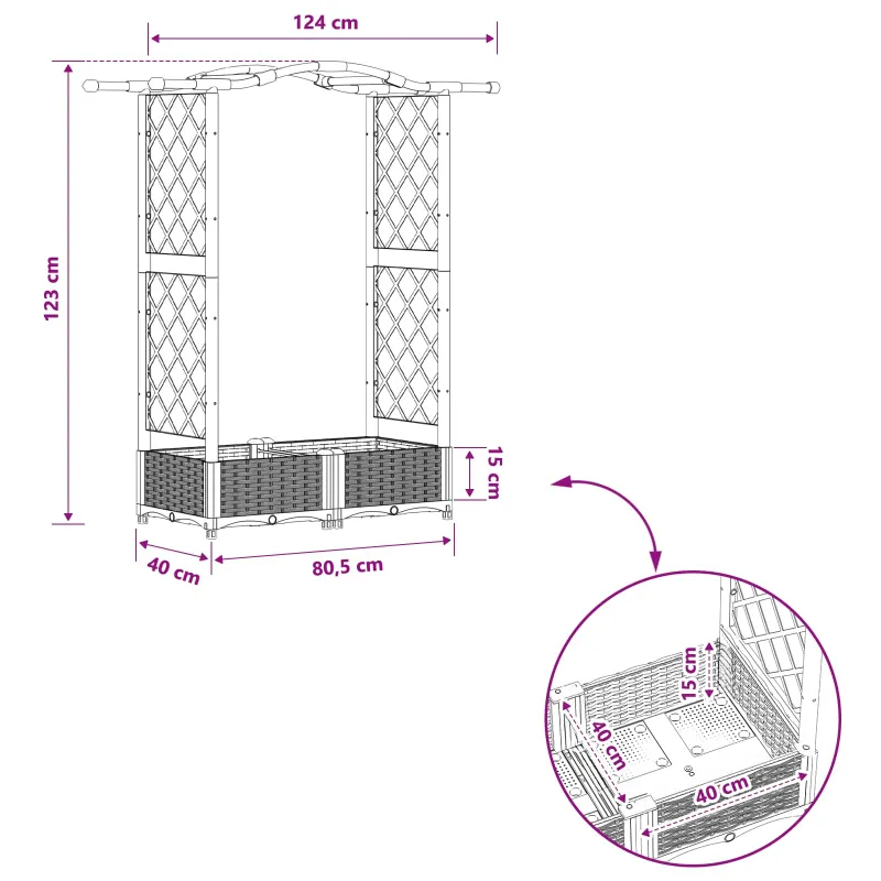 Pakeltas lovas su trelėmis ir stogu Ruda 124 x 40 x 125 cm PP