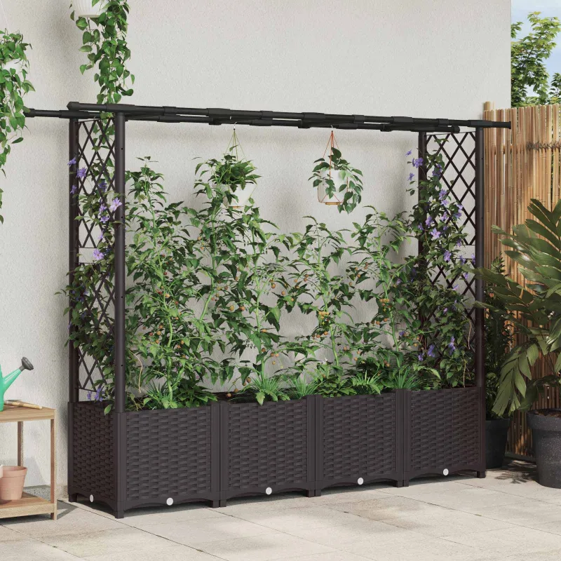 Pakeltas lovas su trelėmis ir stogu Ruda 203 x 40 x 138 cm PP