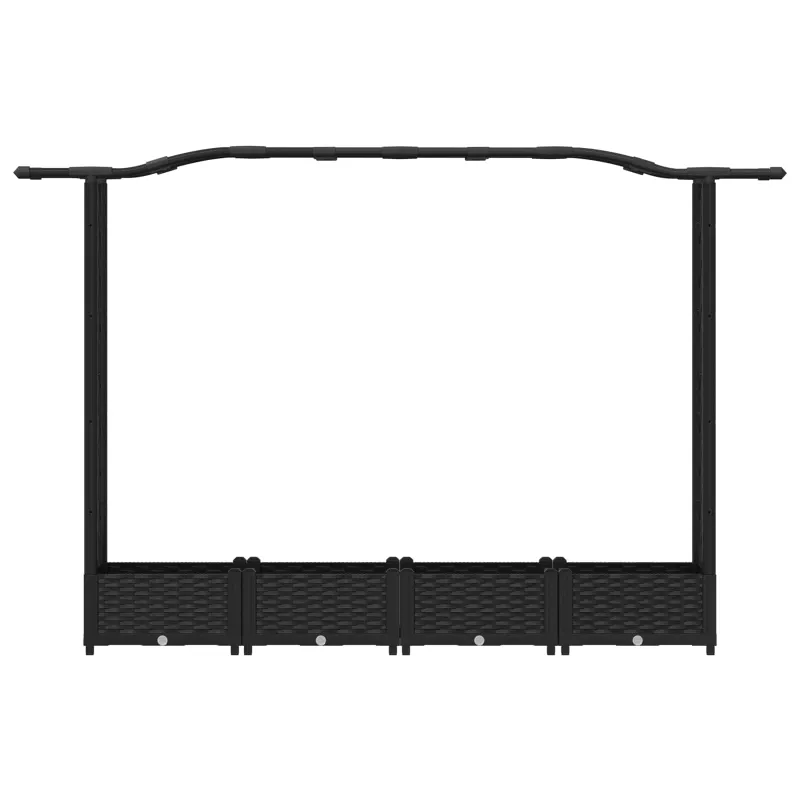 Pakeltas lovas su trelėmis ir stogu Juodas 207 x 40 x 126 cm PP