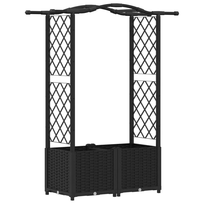 Pakeltas lovas su trelėmis ir stogu Juodas 125 x 40 x 138 cm PP
