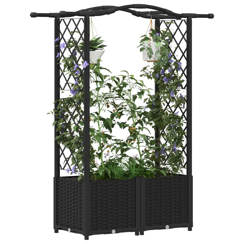 Pakeltas lovas su trelėmis ir stogu Juodas 125 x 40 x 138 cm PP