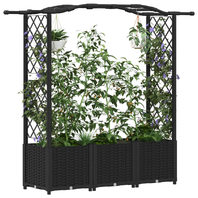 Pakeltas lovas su trelėmis ir stogu Juodas 164 x 40 x 142 cm PP