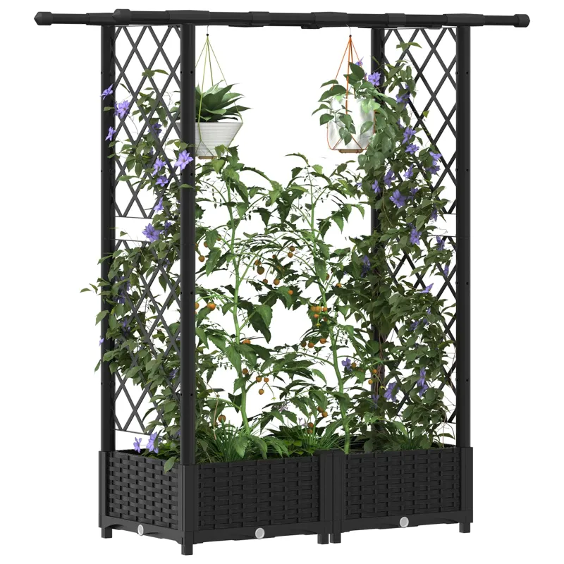 Pakeltas lovas su trelėmis ir stogu Juodas 122,5 x 40 x 123 cm